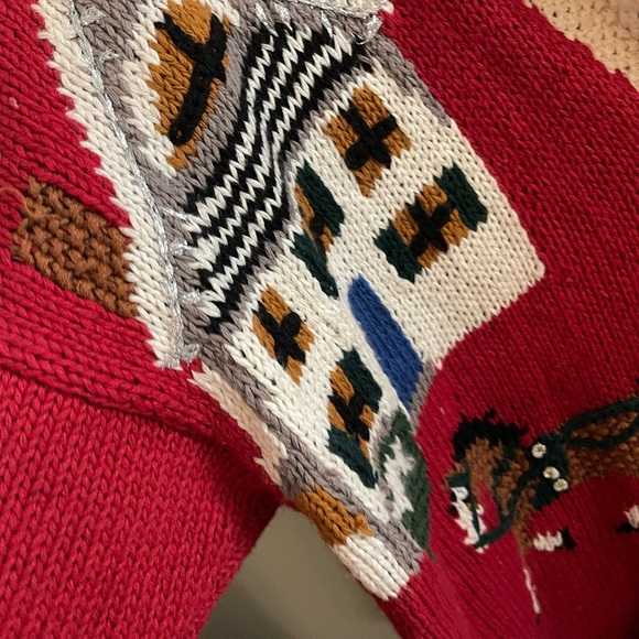 Vintage 90s Cullinane Red Christmas Cottagecore Cardigan Novelty School - Picture 10 of 15